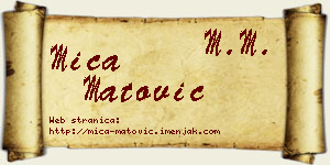 Mića Matović vizit kartica